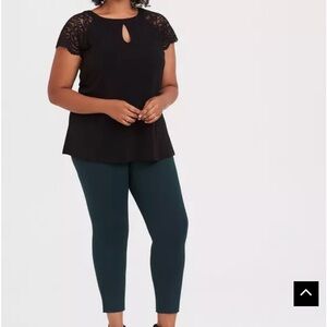 Torrid Black Studio Knit Lace Sleeve Top